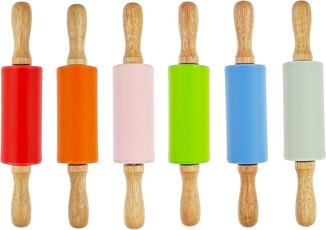 3 Pack Small Rolling Pin for Kids, Kids Rolling Pin for Home Kitchen (3 colors) (9 Inch)