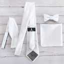 KissTies Mens Pre-Tied Bow Tie Adult's Adjustable Tuxedo Satin Bowtie (White)