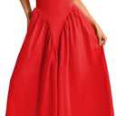 Deep V Neck Dress, Halter Maxi Dresses, Vacation Date Night, Sexy for Women Corset Flowy Wedding Guest Drop Waist (Red)