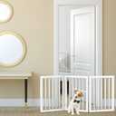 Pet Gate - 3-Panel Indoor Foldable Dog Fence for Stairs, Hallways, or Doorways - 55x24-Inch Retractable Freestanding Dog Gates by PETMAKER (White)