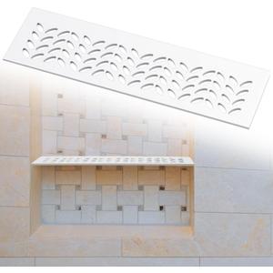 1 Pcs Aluminum Shower Niche Rectangular Shelf White 5/32"/ 4 mm Thick, Petal Design, Matte White Finish for 12" Prefabricated Niches, Fits 5/32" Grout Line