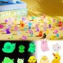 50Pcs Mini Resin Animals Bulk, Luminous Tiny Plastic Animal Figures to Hide, Miniature Fairy Garden Animals Accessories, Small Farm Animal Charm for DIY Crafts, 10 Variety Figurines