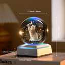 3D Cat Crystal Ball Lover Gifts for Her Women Cat Themed Gifts 80mm Glass Globe Stuff Present Mom Kids with LED Lighting Base