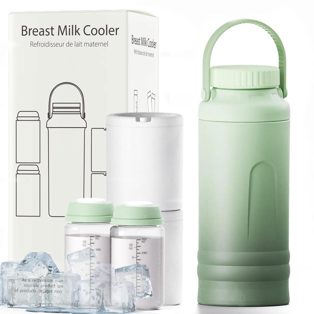 22oz Breast Milk Cooler Bottle  Portable Milk Cooler for Breastmilk, 360 Total Cooling for 24 Hours; Breastmilk Chiller with 2pcs Baby Bottles | Breastfeeding Essentials, BPA Free
