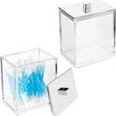 mDesign Plastic Rectangle Apothecary Canister - Organizer for Bathroom Vanity Countertop Shelf Decor - Holds Cotton Swabs, Soap, Makeup, Bath Salts - 2 Pack- Lumiere Collection - Clear/Chrome