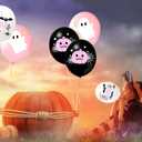 2 x Happy Halloween Balloons, Pink White and Black Latex Balloons with Cute Ghost, Pink Pumpkin, Black Bat Designs for Party Favors, Baby Shower, Halloween Birthday Party Decorations (Wsj04)