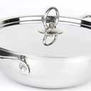 Triply Stainless Steel Kadai with Steel Lid | Everyday Pan, Stir Fry Pan with Triply Base, Saute Chefs Pan with Glass Lid, Multipurpose Stewpot Skillet, Diameter: 24 cm, Capacity: 2.5 L (2.64 Quart)