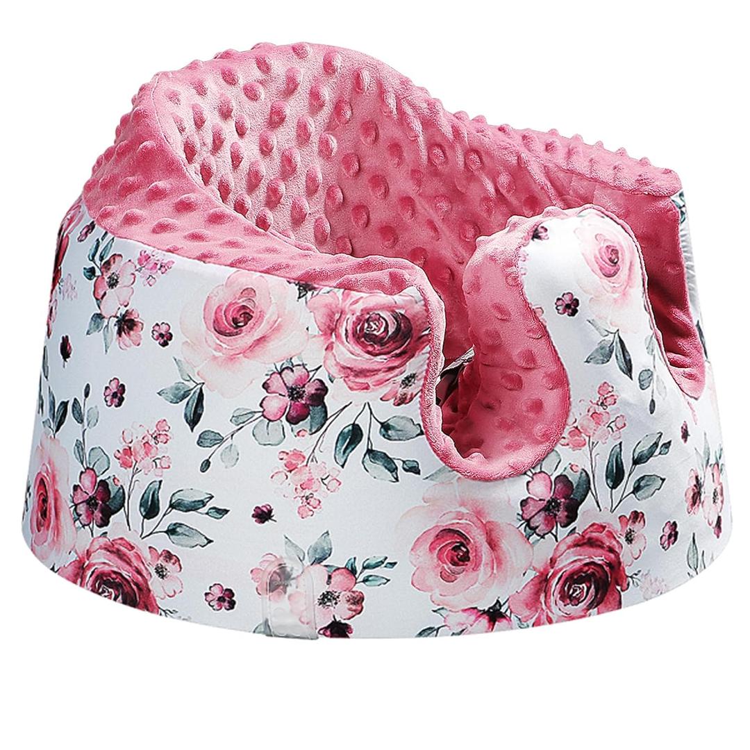Seat Cover Compatible with Bumbo Seat and Nuby Seat, Floor Seat Cover for Boys and Girls, Removable Breathable Baby Seat Cover, New Designed, Anti-Slip, Cover Only, Red Flower