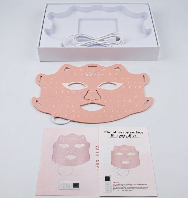 SDKWDH LED Light Therapy Mask, Red Light Therapy for Face  Red Light for AntiAging & Wrinkles, Blue for Acne, IR for Deep Repair, AtHome Device, FDA Cleared, Portable & Rechargeable, Pink
