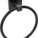 RUACQ Towel Ring, Square Base Hand Towel Holder, Stainless Steel Hand Towel Hanger Wall Mounted, Modern Hand Towel Holder for Bathroom, Heavy Duty (Matte Black) (1)
