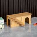 Wooden Hamster Hideout, Luxury Small Animal Hamster House with 2 Rooms and Funny Climbing Ladder Hamster Exercise Toys for Dwarf Hamster, Rat, Gerbil, Mouse (Yellow, Arch)