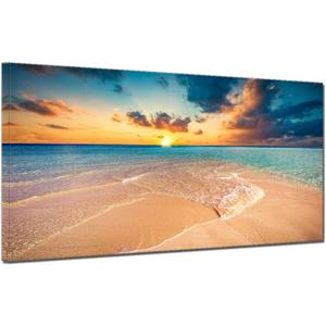 JXBYJP Large Seaside Wall Art Sunset over the Beach Bedroom Living Room BedRoom Beach Sea Wave Ocean Nature Picture Printed for Home Office Wall Decor Frame 20x40inch (40L" x 20W", Beach Artwork)