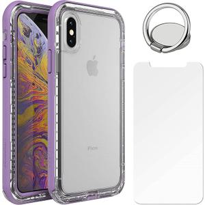 LifeProof Next Series Case for iPhone Xs & iPhone X (not Xr or XS Max) with Tempered Glass Screen Protector, Includes Phone Ring Finger Holder - Bundle - Ultra