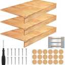 Hoolerry 3 Sets Wooden Wire Rack Covers for Removable Closet with 18 Wood Grain Stickers Wire Rack Covers Pantry Shelves Covers Dividers for Bathroom Kitchen Shelving Upgrade(36 x 16 Inch,Wood Color)