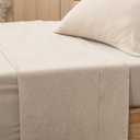 PURE ERA Jersey Knit Flat Top Sheet Only 100% T-Shirt Heather Cotton Super Soft Comfy Breathable (1-Pack, Queen, Beige)