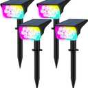 T-SUNUS RGB Solar Landscape Spotlights Christmas Outdoor, IP65 Waterproof Color Spot Light Auto Dusk to Dawn Landscaping Wall Lights for Tree Yard Garden Driveway Porch Walkway Pond Halloween 4 Pack