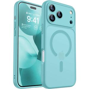 CANSHN Magnetic Compatible with iPhone 17 Pro Max Case, Upgraded [Full Camera Protection] [Compatible with Magsafe] [Translucent Matte] Shockproof Protective Phone Cover 6.9 Inch - Teal
