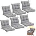 Marsui 6 Pcs Outdoor Indoor High Back Chair Cushions Patio Furniture Tufted Pillow with Ties Water-Resistant Replacement Outdoor Rocking Chair Cushions, 42 x 21 Inches (Gray,Solid Color)