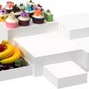 6 Pack Acrylic Display Boxes Cube Riser, Food Stands for Party Buffet, White Cake Stand Square Set, Dessert Table Nesting Jewelry Holder