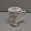 AmorArc Porcelain Tea Mug with Infuser and Lids, 18 Oz Coffee Cup Strainer with Bag Holder for Loose Leaf Tea, Steeping Coffee Mug for House-warming Wedding Birthday Gift (Peach Blossom)