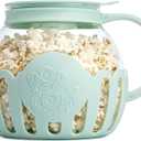 Ecolution Patented Micro-Pop Microwave Popcorn Popper with Temperature Safe Glass, 3-in-1 Lid Measures Kernels and Melts Butter, Made Without BPA, Dishwasher Safe, 3-Quart, Aqua