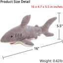 Stuffed Shark Animal Plush Toy 16 Inch Long Great White Animal Stuffed Plushies Super Soft Cute Cuddly Pillow Cushion Stuff Dolls Gift for Children Kids Boys Girls Room Decor Bedtime, 16Inches