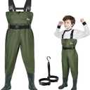 Kids Chest Waders for Toddler Children Waterproof Youth Fishing Waders for Boys Girls Hunting Waders with Insulated Boots (6/7T, Green)