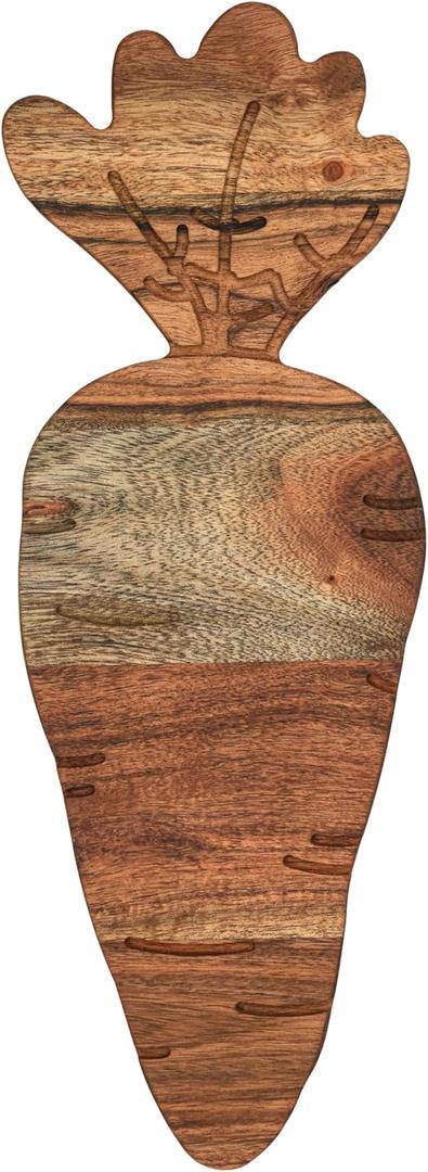 Affinity Decor Carrot Shaped Wood Serving Board, Organic Wood Cutting Board for Kitchen, Wooden Charcuterie Boards, Funny Easter Serving Platter for Cheese and Food, 16.2" x 6.1"
