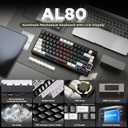 YUNZII AL80 Wireless Mechanical Keyboard,Full Aluminum CNC, Smart LCD Display,Hot Swappable Gasket Mount 75% Layout with Knob,BT/2.4G/USB-C,QMK/VIA Support for Win/Mac (Black, Cocoa Cream V2 Switch)