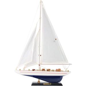 NAUTIMALL Wooden Sailboat Decor Ship Model 19" Enterprise Replica Nautical Gift for Kids Boys