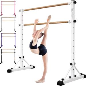 FC FUNCHEER Adjustable Ballet Barre,Portable Dance bar,Fitness Equipment for Dance & Balance Excercise,Super Sturdy for Balance Workout,Weight Limit 250 LBS (4FT, White wood)