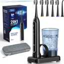 Electric Toothbrush with Water Flosser Combo, 2-in-1 Flosses and Sonic Toothbrush, Flossing Toothbrush for Adults, Cordless Water Flosser for Home and Travel, Portable Travel Case Included