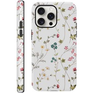 Floral Branch Case for iPhone 15 Pro Max Cute Flower Vine Pattern for iPhone 15 Pro Max Girly Trendy Slim Fit TPU Shockproof Protective Cover for Girls Women
