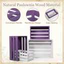Novabright 4 Pcs Decorative Wooden Crates for Display, Purple & White Nesting Wood Crates with Handles, Rustic Farmhouse Storage Boxes for Wedding Birthday Home Decor Shelf Organization