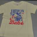 4th of July Toddler Baby Boys Girls T-Shirt Kids Amarican Babe Independence Day Top(2-3T, Beige Amarican Babe)