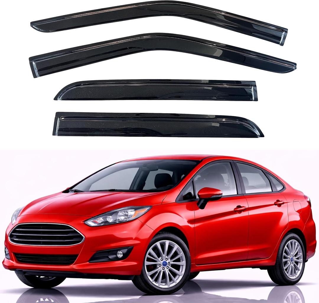 KPY Rain Guards Fit for 2009-2019 Ford Fiesta Sedan, Out-Channel Window Visors Vent Wind Deflectors 4PC, Car Accessories for 09-19 Fiesta Sedan (Excludes Hatchback)