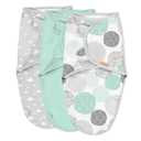 SwaddleMe by Ingenuity Original Swaddle, 100% Cotton, Improves Sleep & Calms Startle Reflex, 0-3 Months, 3-Pack - Floating Geo