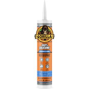 Gorilla 100% Silicone Sealant Caulk Window & Door, 10 Ounce Cartridge, Clear