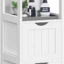 VASAGLE Storage Cabinet, Storage Organizer Rack Stand for Bathroom, Living Room, Multifunctional Corner Unit, 2 Drawers, 35 Inches in Height, White UBBC42WT
