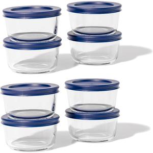 16-Piece Glass Food Storage Containers Set (2 Containers + 2 BPA-Free Lids) | 6.5-Cup, Leakproof | Microwave, Freezer, Oven & Dishwasher Safe | Ideal for Meal Prep & Pantry Organization, Blue