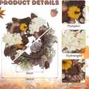 16 Inch Fall Hydrangea Wreaths for Front Door Artificial Autumn Pumpkin Chrysanthemum Wreaths for Thanksgiving Fall Harvest Outside Indoor Wall Window Decor