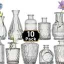 Glass Bud Vase Set of 10 Pcs Small Minimalist Vases for Flowers, Vintage Rustic Home Decor for Table Centerpiece Wedding Party, Modern Clear Aromatherapy Bottle for Living Room Bedroom