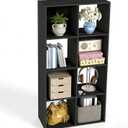 Simple Deluxe 8 Cube Storage Organizer, 4 Tier Stackable Bookshelf, Open Cube Bookshelf with 4 Removable Back Panels, Suitable for Living Room, Bedroom, Home Office, 47.7" L X 11.6" W X 24" H, Black