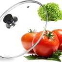 10.5 Inch Glass Lid, Pan Cover, Tempered Glass Pot Lid with Stainless Steel Rim, Shatterproof and Heat Resistant, Clear Universal Cover for Frying Pans, Skillets (10.5 inch)