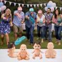 24 Pcs Funny Baby Shower Chancla Toss Game, Throw the Chancla at Naughty Baby Doll, Party Activities for Gender Reveal, Fiesta Decorations(Mixed)