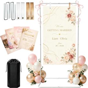 Wedding Welcome Sign Stand, Adjustable Metal Holder for Bridal Shower