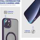 pcgaga Magnetic Phone Case for iPhone 15 [Compatible with Magsafe ] [Built-in Invisible Stand] + Screen Protector, Translucent Matte PC Cover with Slim TPU Frame 6.1" (Purple)