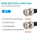 RG8X BNC Male to BNC Male Coaxial Cable 6FT 50 ohm Ultra Low Loss for Antenna, RF Radio, Modem, Oscilloscope, Spectrum, Analyzer, Signal Generator