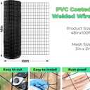 Garden Fence Black PVC Coated Welded Wire Fencing 48 Inch x 100 Foot, 2 Inch x 3 Inch 16GA, Garden Border Fencing Roll Vinyl Coating Metal Wire Mesh for Yard Vegetable Plant Protection Poultry Netting