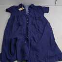 Taylonsss Womens Summer Casual Short Sleeve Lapel Collar Button Front Striped Print Midi Dress Resort Vacation Outfit
 XL Women